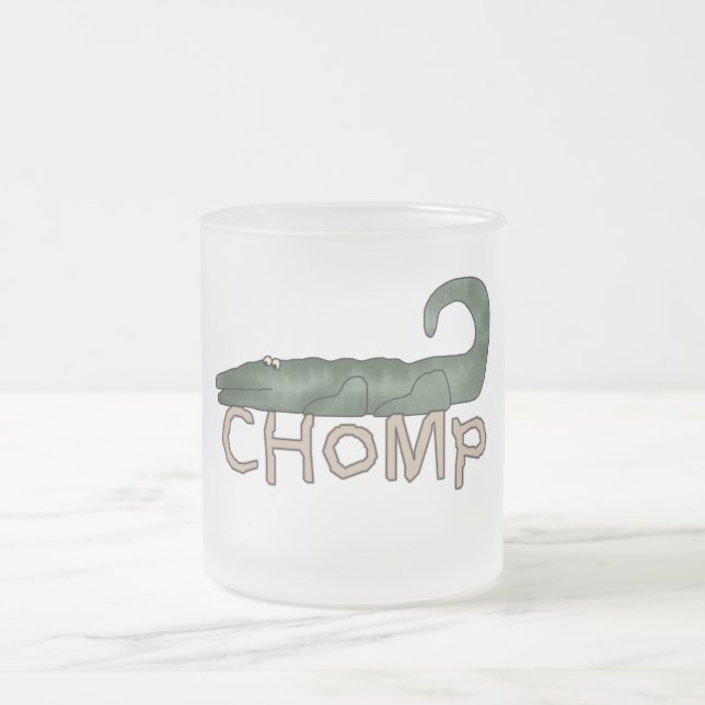 Chomp Alligator Tshirts and Gifts Frosted Glass Coffee Mug (Center)