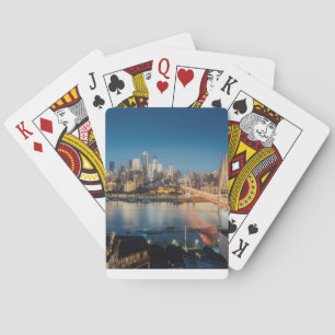 Chongqing Skyline at Night – City Lights and Refle Playing Cards