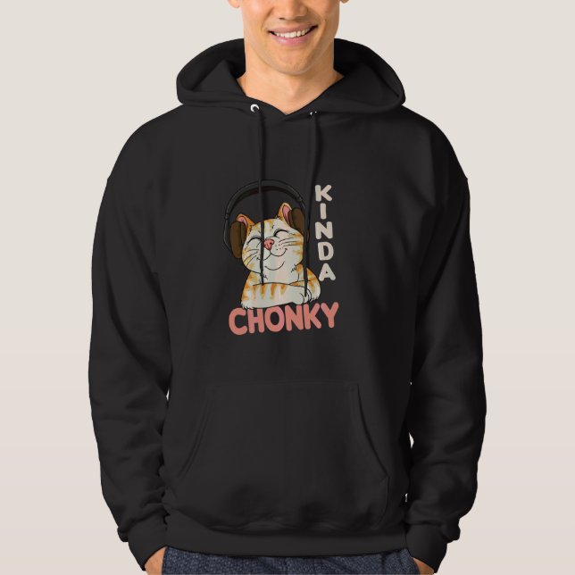 Chonk Cat Meme Cat Mum Cat Dad Funny Overweight Ch Hoodie (Front)