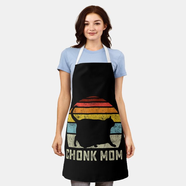 Chonk Cat Mum Scale Meme Funny Retro Style Mummy C Apron (Worn)