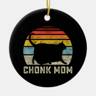 Chonk Cat Mum Scale Meme Funny Retro Style Mummy C Ceramic Tree Decoration