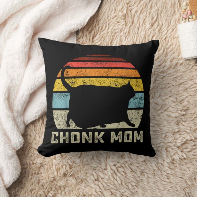 Chonk Cat Mum Scale Meme Funny Retro Style Mummy C Cushion (Blanket)
