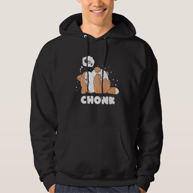 Chonk Lazy Cat Does Not Approve  Meme Hoodie (Front)
