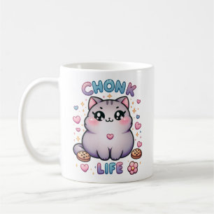 CHONK LIFE CAT - Kawaii Style Cat Design Coffee Mug