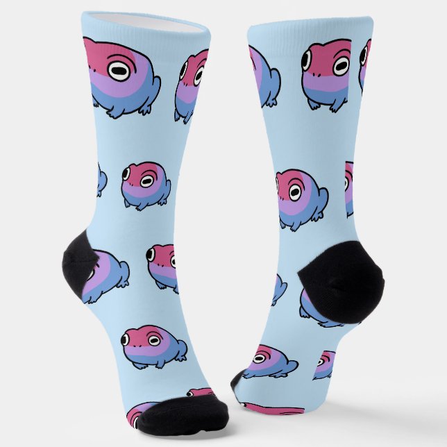 Chonky Bisexual Frog Queer Socks | Cute Bi Pride  (Angled)