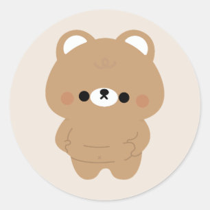 Chonky Brown Bear Classic Round Sticker