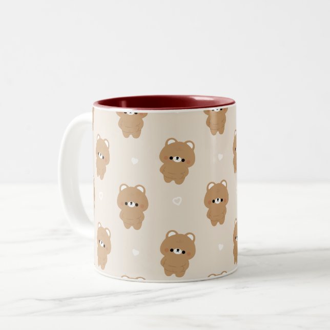Chonky Brown Bear Two-Tone Coffee Mug (Front Left)