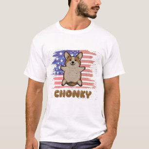 Chonky Corgi Patriotic USA Flag Funny Dog Gift T-Shirt