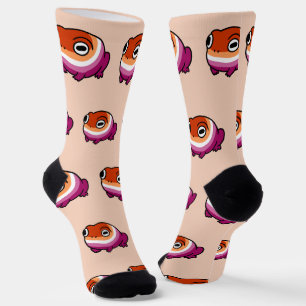 Chonky Lesbian Frog Pride Socks   Cute WLW Queer 