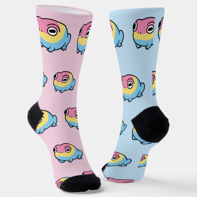 Chonky Pansexual Frog Pride Socks | Cute Pan Pride (Angled)