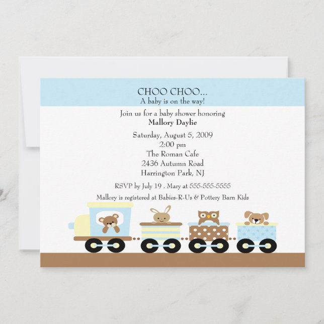 Choo Choo Baby Train Boy Baby Shower Invitation (Front)