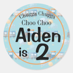 Choo choo birthday boy party favour  classic round sticker