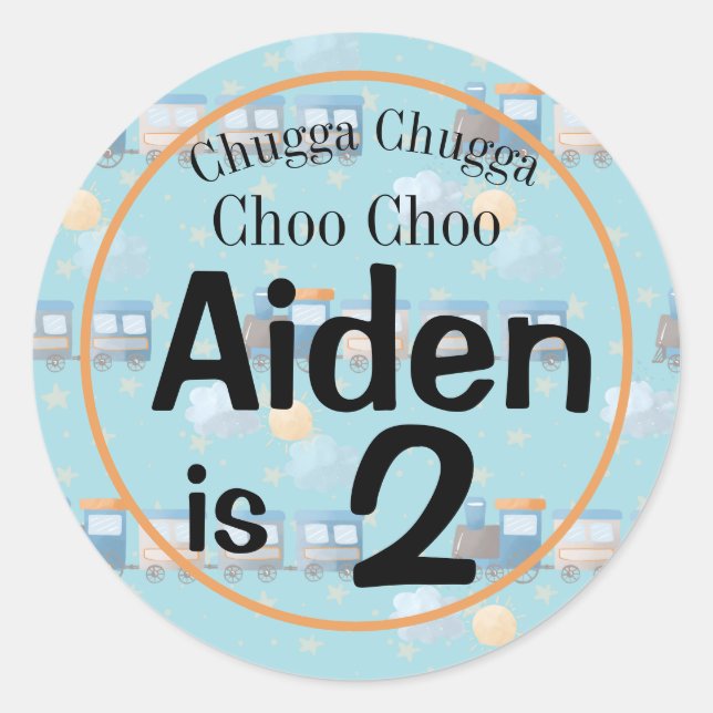 Choo choo birthday boy party favour  classic round sticker (Front)