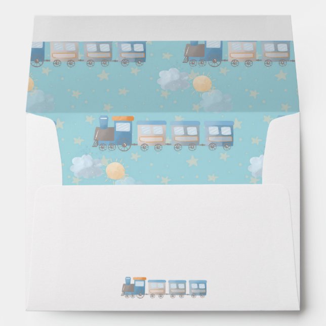 Choo choo birthday boy party invite envelope (Back (Bottom))