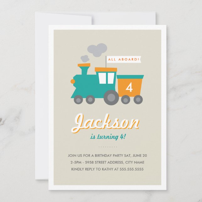 Choo Choo Birthday Party Invitation (Front)