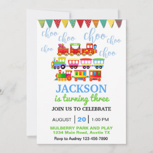 Choo Choo Cute Train Birthday Party Invitation