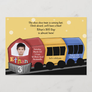Choo Choo Express - Photo Birthday Party  Invitati Invitation