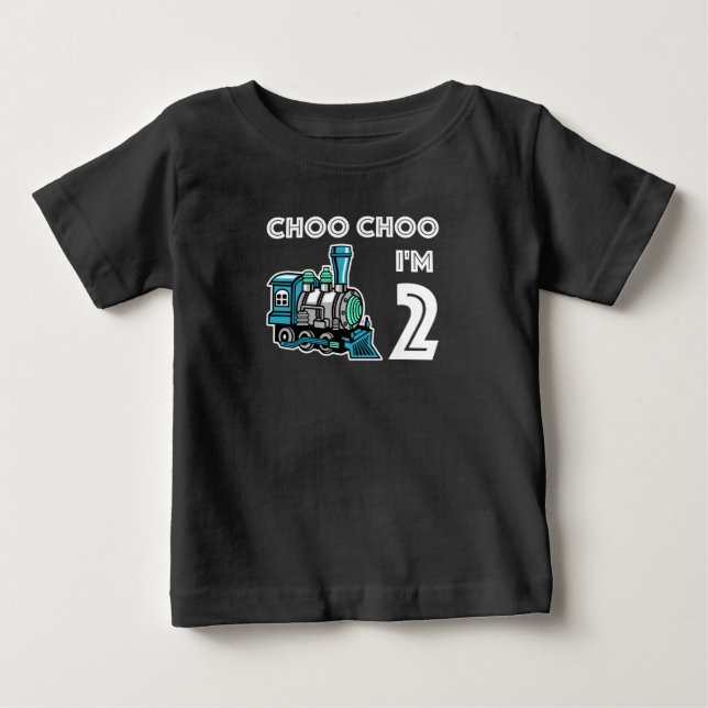 Choo Choo I'm 2 Cool Train t shirt for boys (Front)