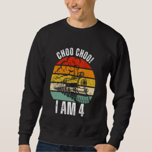 Choo Choo I'm 4 Years Old Locomotive Boys Train 4t Sweatshirt