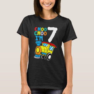 Choo Choo I'm 7 Years Old Locomotive Train 7th Bir T-Shirt