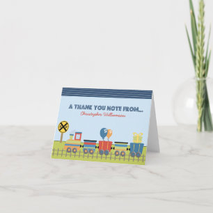Choo Choo Kids Thank-You Card (blue)