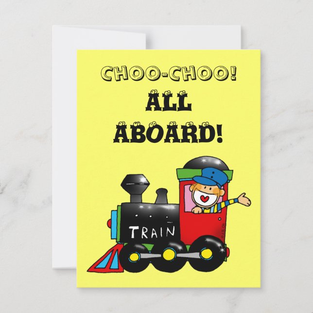 choo choo train 1st birthday party invitation (Front)