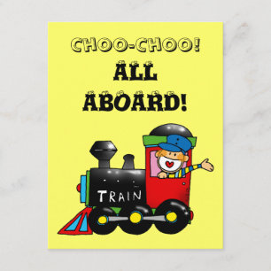 choo choo train 2nd birthday party invitation