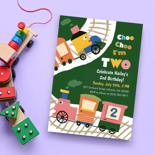 Choo Choo Train 2nd Birthday Party Invitations (Creator Uploaded)