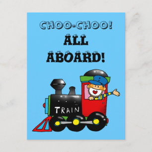choo choo train 4th birthday party invitation