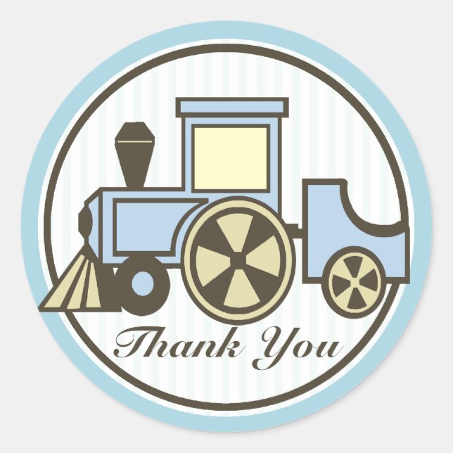 Choo Choo Train Baby Blue Classic Round Sticker (Front)