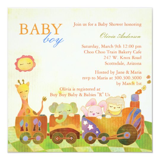 Choo Choo Train Baby boy Baby Shower Card