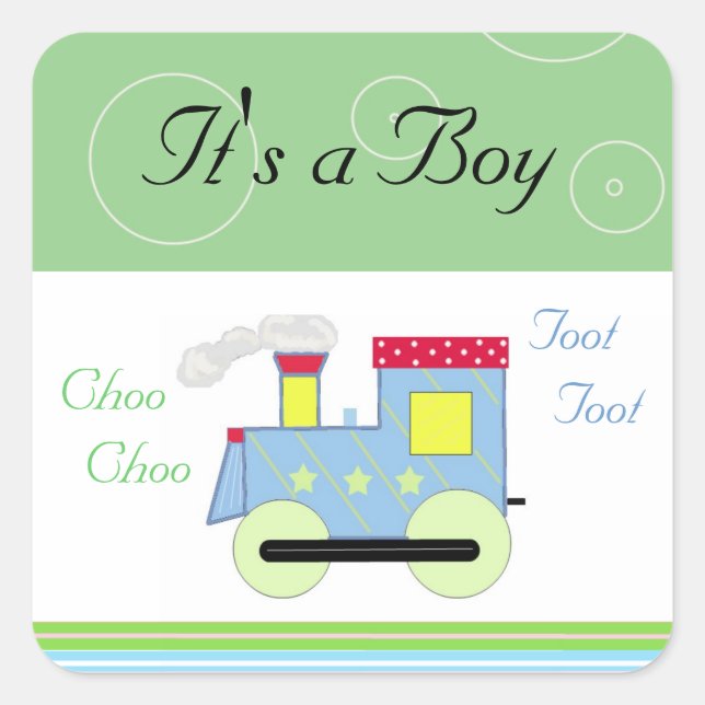 Choo Choo Train Baby Boy Square Sticker (Front)