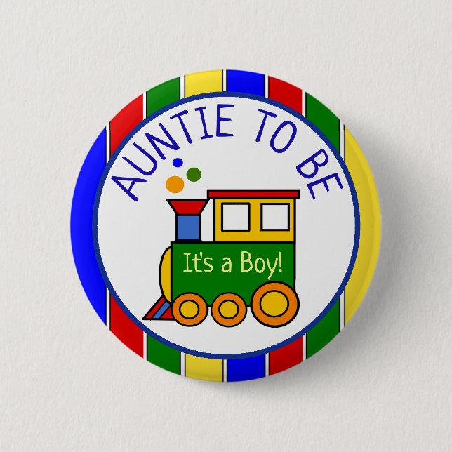 Choo Choo Train Baby Shower Auntie to Be 6 Cm Round Badge (Front)