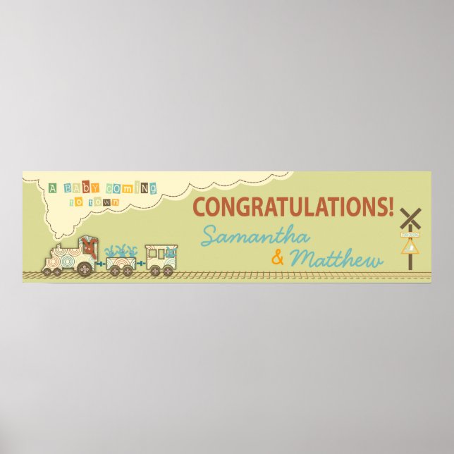 Choo Choo Train Baby Shower Banner Poster (Front)