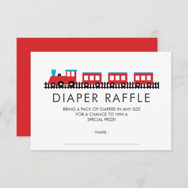 CHOO CHOO TRAIN Baby Shower Diaper Raffle Ticket Invitation (Front/Back)