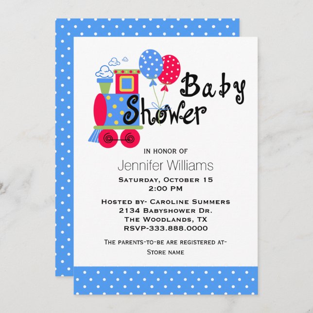 Choo Choo Train Baby Shower Invitation (Front/Back)