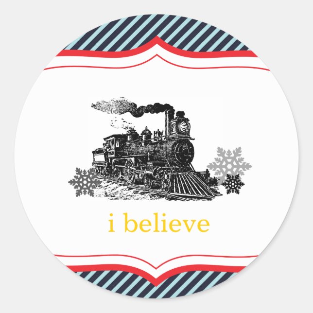 choo choo train birthday boy Winter Christmas Classic Round Sticker (Front)