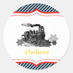 choo choo train birthday boy Winter Christmas Classic Round Sticker