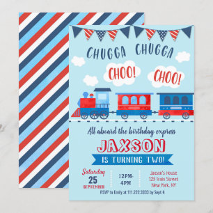 Choo Choo Train Birthday Invitations