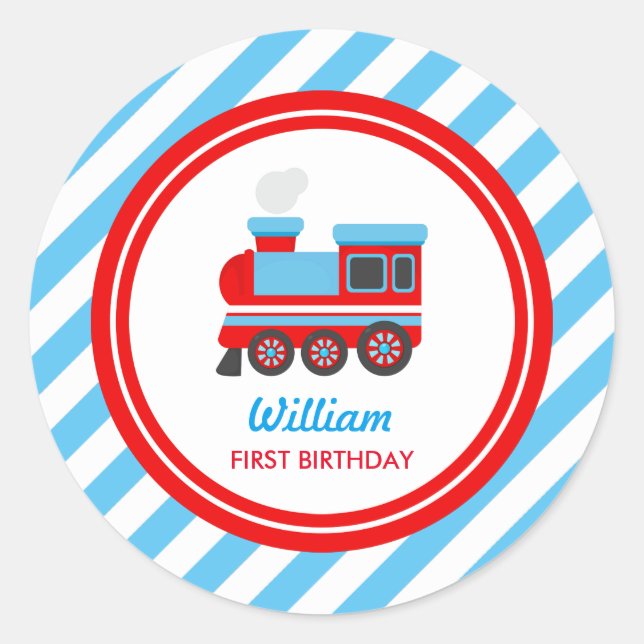 Choo Choo Train Birthday Party Decoration Classic Round Sticker (Front)