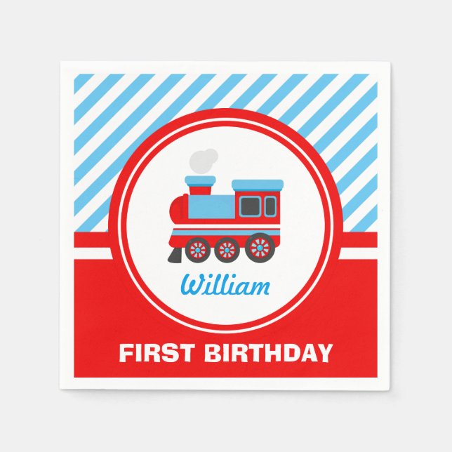 Choo Choo Train Birthday Party Decoration Napkin (Front)