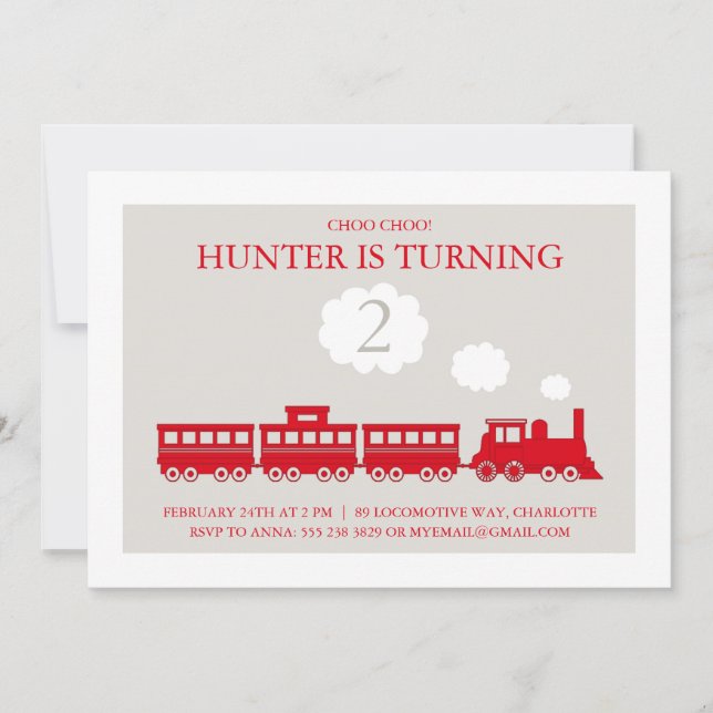 Choo Choo Train Birthday Party Invitation (Front)