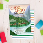 Choo Choo Train Birthday Party Invitation<br><div class="desc">Choo choo train birthday invitation perfect for a two-year-old (or any age) birthday! This design features a mountain and lake scene with lots of colours and a Rocky Mountain or Alpine vibe! © 2023 Tea Olive Co.</div>