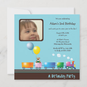 Choo Choo Train - Birthday party invitation(blue) Invitation