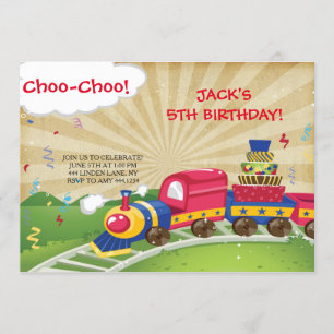 Choo-Choo Train Birthday Party Invitations