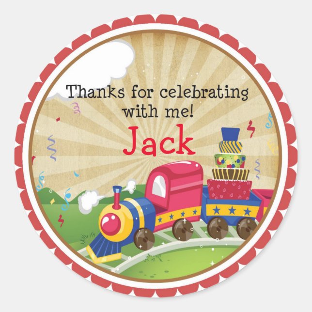 Choo Choo Train Birthday Stickers (Front)