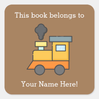 Choo Choo Train Bookplate Square Sticker