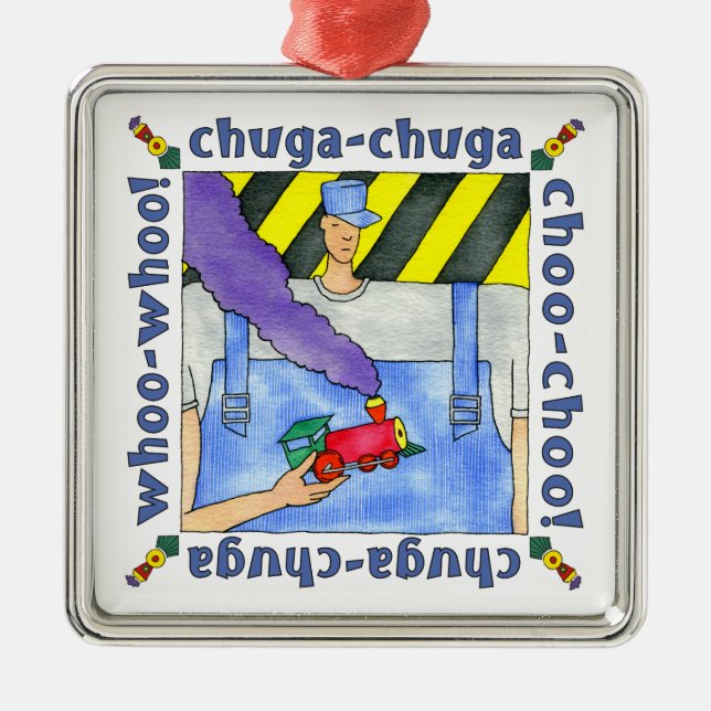 Choo Choo Train Engineer Metal Tree Decoration (Front)