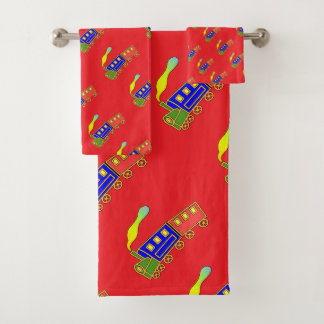 Choo Choo Train Kids Red Bath Towel Set
