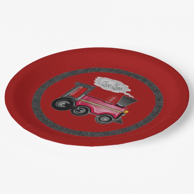 Choo Choo Train Kids Trains Customise Paper Plate (Angled)